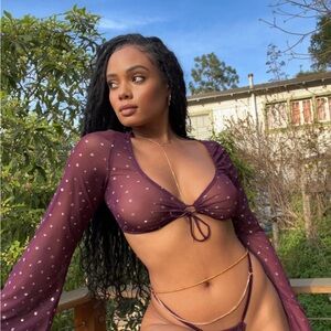 Savage X Fenty Purple Star Bikini Top And Matching Thong Set